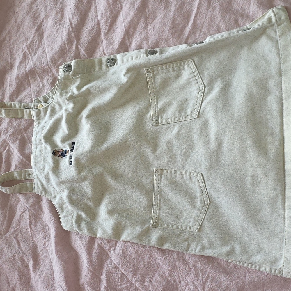 Ralph Lauren Bear Logo Cream Overall Dresd